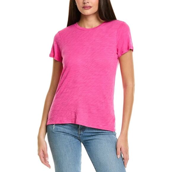 ATM Women Pink Camelia Cotton Schoolboy Casual Relaxed Slab Crewneck Tee Size L - Picture 1 of 2